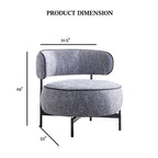 Contemporary Style Swivel Chair Dark Gray Finish Metal Legs Curved Backrest Contrast Welt Accent Chair