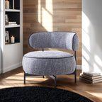 Contemporary Style Swivel Chair Dark Gray Finish Metal Legs Curved Backrest Contrast Welt Accent Chair