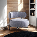 Contemporary Style Swivel Chair Dark Gray Finish Metal Legs Curved Backrest Contrast Welt Accent Chair