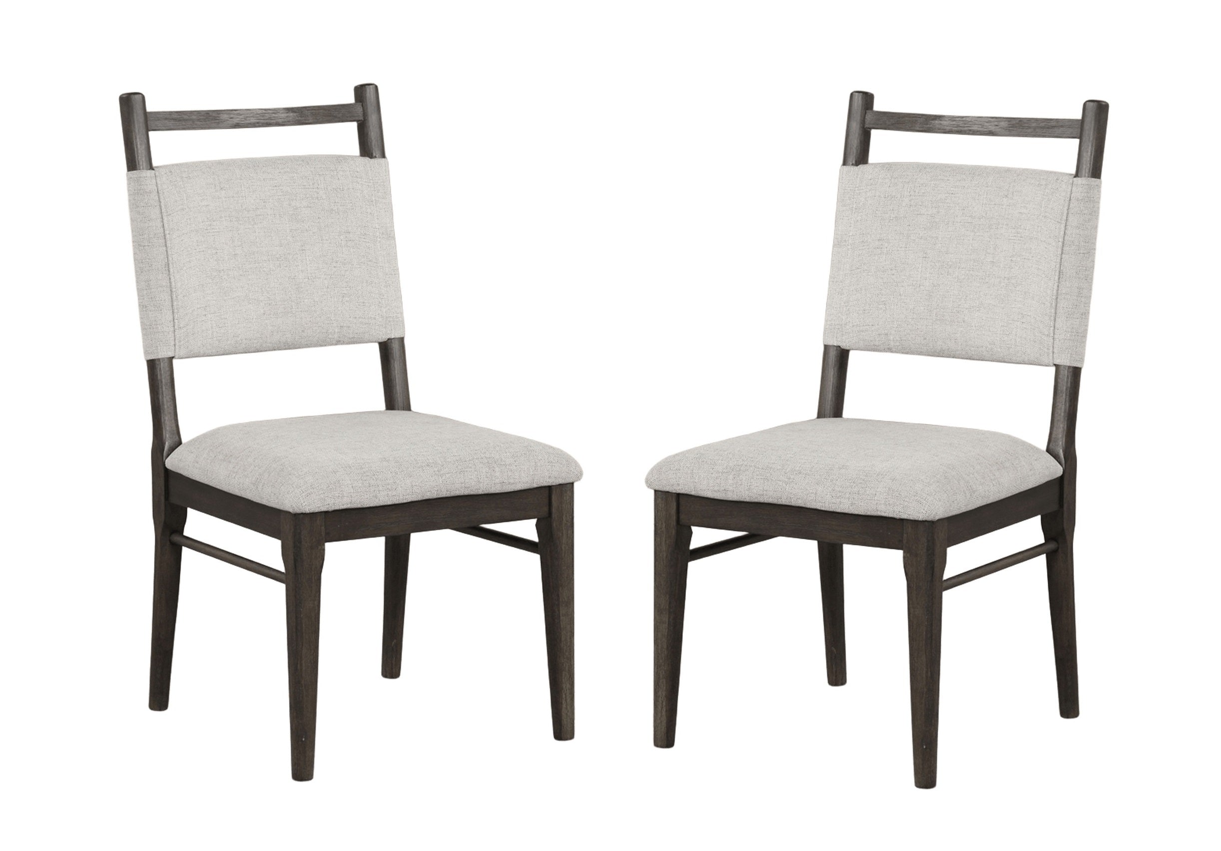 Dark Walnut Side Chairs Upholstered Seat 100% Polyester Kitchen Dining Room Set of 2pc Dining Chairs