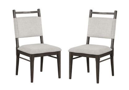 Dark Walnut Side Chairs Upholstered Seat 100% Polyester Kitchen Dining Room Set of 2pc Dining Chairs