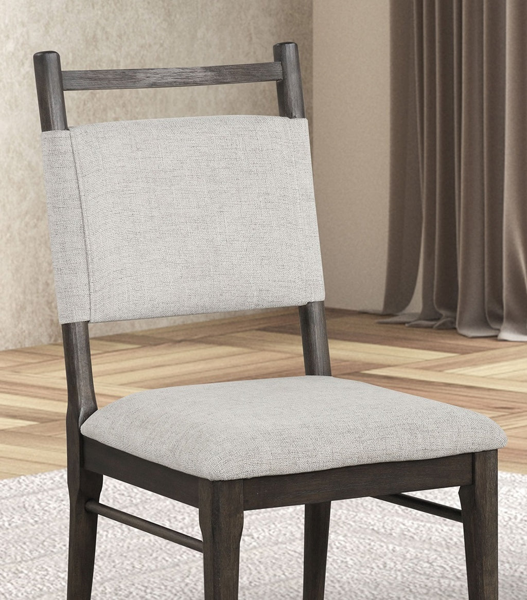 Dark Walnut Side Chairs Upholstered Seat 100% Polyester Kitchen Dining Room Set of 2pc Dining Chairs