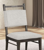 Dark Walnut Side Chairs Upholstered Seat 100% Polyester Kitchen Dining Room Set of 2pc Dining Chairs