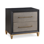 1pc Contemporary Dark Wood Finish Brushed Gold Hardware Tapered Legs Two-Drawers Nightstand Wooden