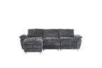 Modern Deep 3-Seat Sofa Couch with Ottoman, Polyester Sofa Sleeper Comfy Upholstered Furniture for Living Room, Apartment, Studio, Office,Dark Grey