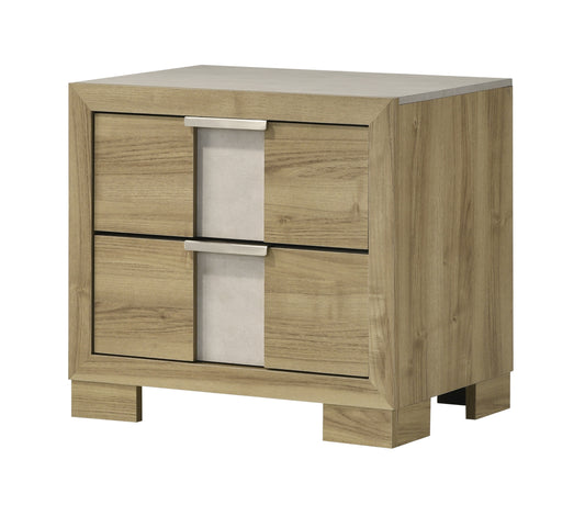 1pc Driftwood Nightstand Two Drawer Wooden Bedroom Furniture
