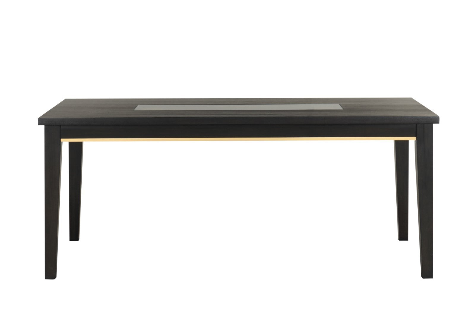 7pc Dining Set Contemporary Espresso Dining Table Glass Insert Top 6x Chairs Wooden Kitchen Dining Room Furniture