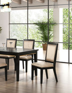 7pc Dining Set Contemporary Espresso Dining Table Glass Insert Top 6x Chairs Wooden Kitchen Dining Room Furniture