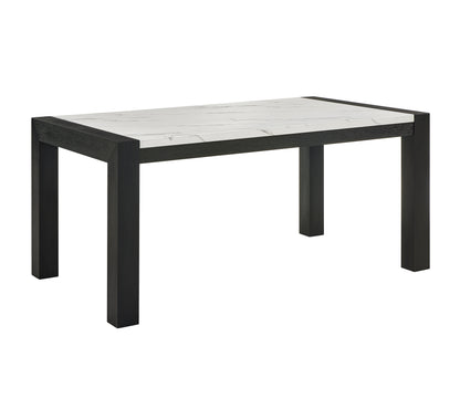 Rectangular table with black frame and white top on a white background