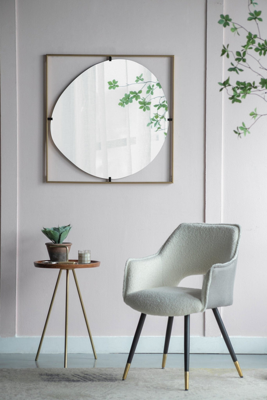 32x1x32" Poppy Mirror with Gold Metal Frame Contemporary Design for Bathroom, Entryway Wall Decor - Groovy Boardz