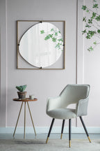 32x1x32" Poppy Mirror with Gold Metal Frame Contemporary Design for Bathroom, Entryway Wall Decor - Groovy Boardz