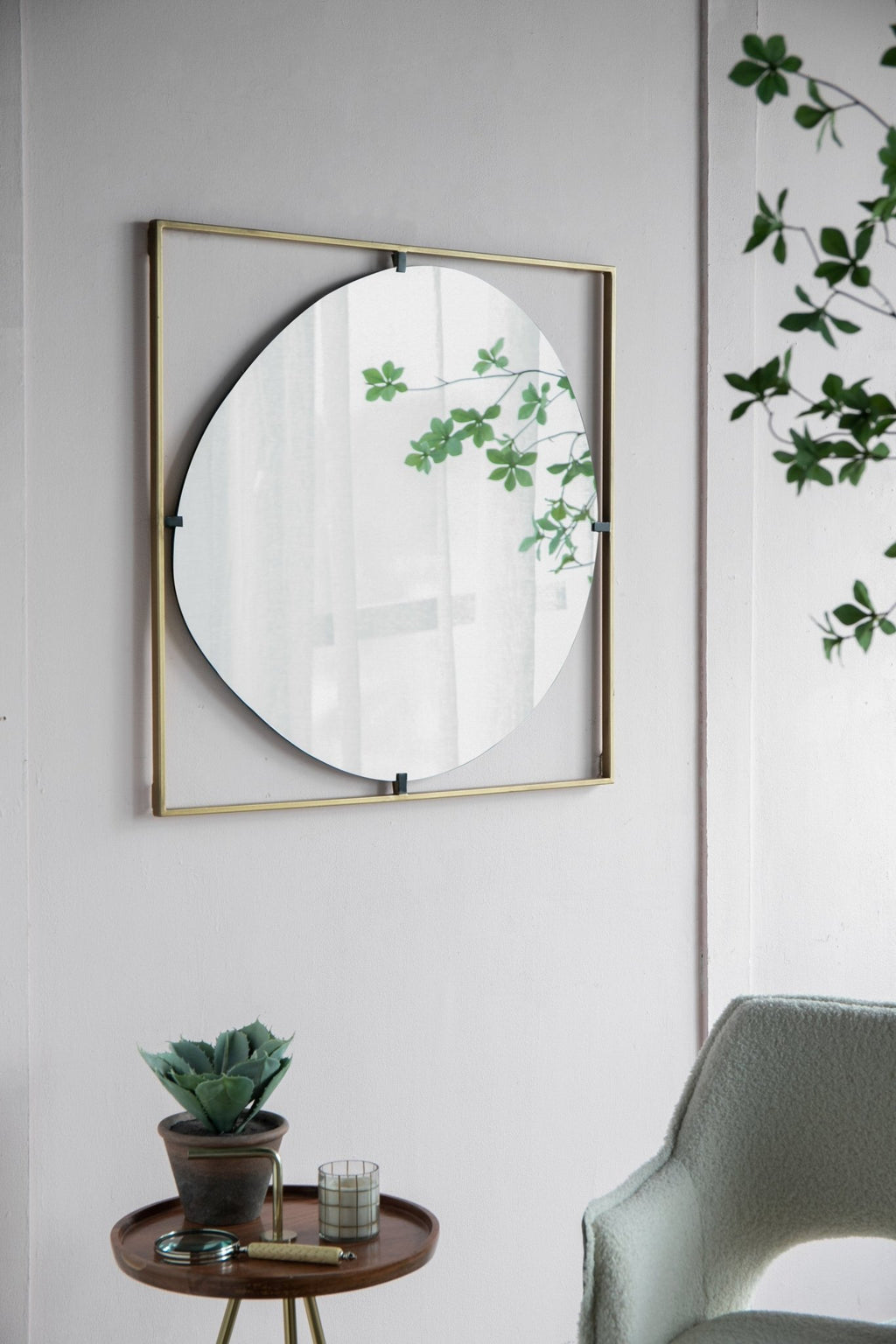 32x1x32" Poppy Mirror with Gold Metal Frame Contemporary Design for Bathroom, Entryway Wall Decor - Groovy Boardz