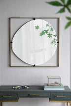 32x1x32" Poppy Mirror with Gold Metal Frame Contemporary Design for Bathroom, Entryway Wall Decor - Groovy Boardz