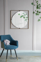 32x1x32" Poppy Mirror with Gold Metal Frame Contemporary Design for Bathroom, Entryway Wall Decor - Groovy Boardz