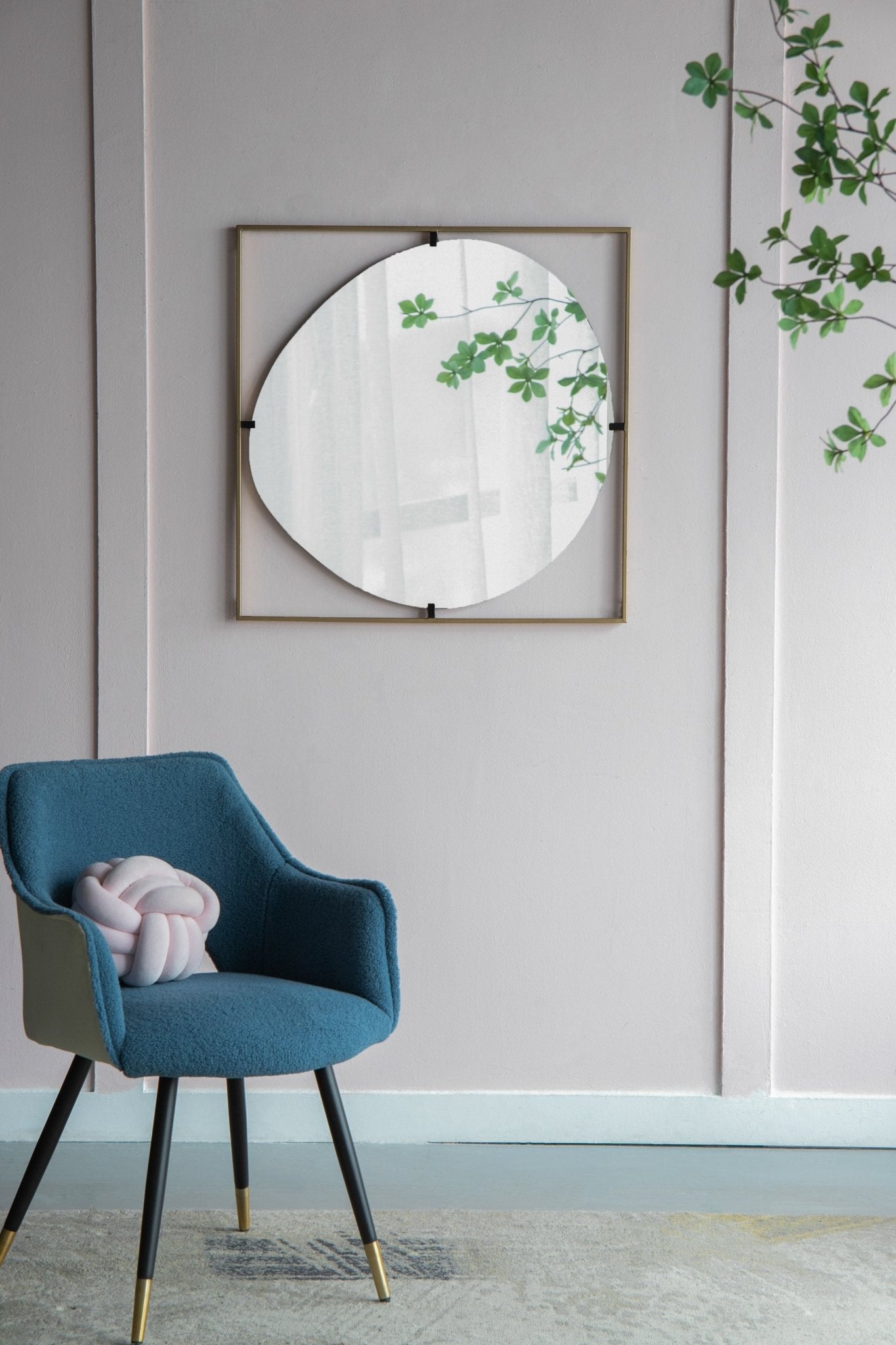 32x1x32" Poppy Mirror with Gold Metal Frame Contemporary Design for Bathroom, Entryway Wall Decor - Groovy Boardz