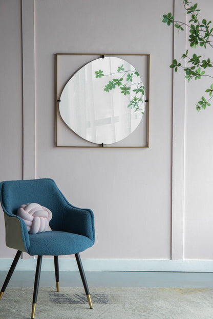 32x1x32" Poppy Mirror with Gold Metal Frame Contemporary Design for Bathroom, Entryway Wall Decor - Groovy Boardz