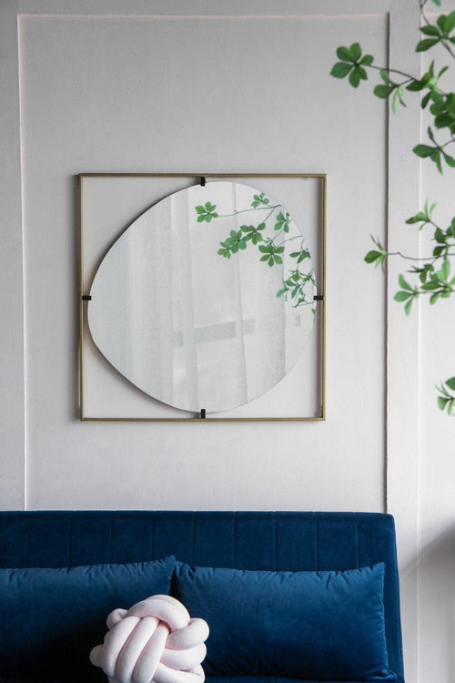 Contemporary Gold Frame Poppy Wall Mirror, 32 Inch.