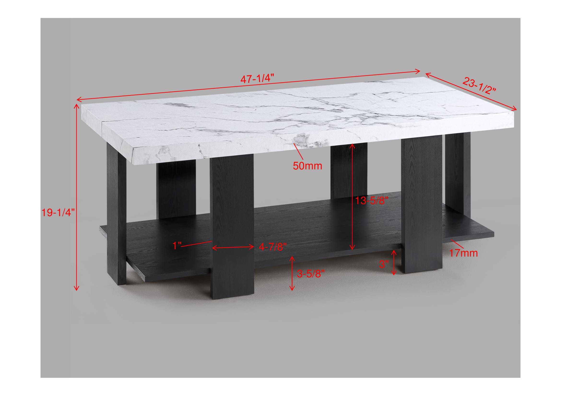Gray 3-Piece Cocktail Set White Faux Marble Table Top Coffee Table and Two Matching End Tables Living Room Wooden Furniture White Black