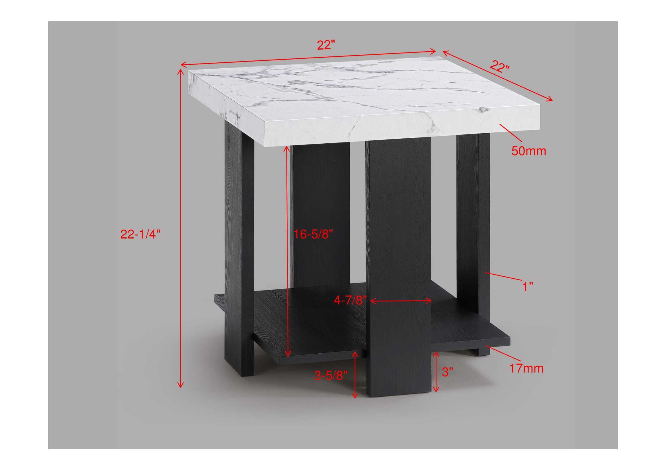 Gray 3-Piece Cocktail Set White Faux Marble Table Top Coffee Table and Two Matching End Tables Living Room Wooden Furniture White Black