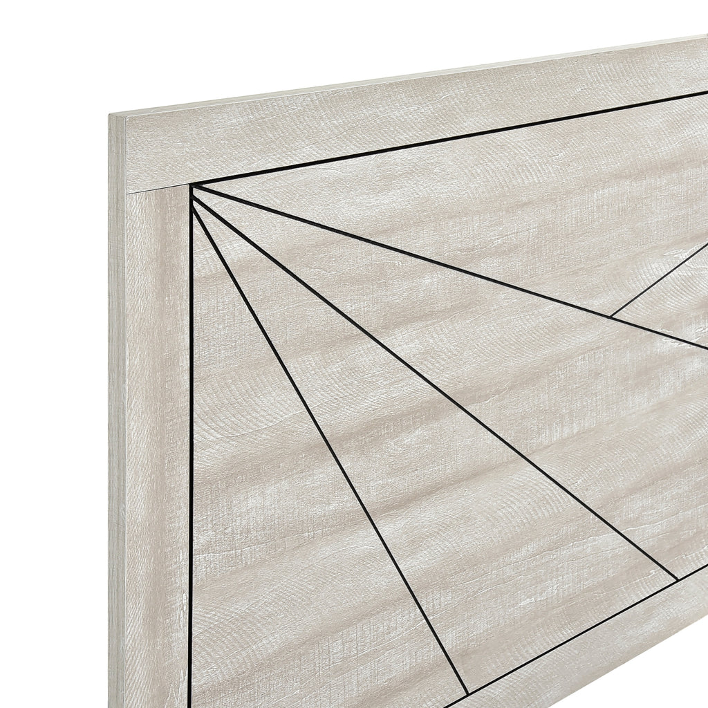 Contemporary Gray Oak Finish Full Bed Durable Wooden Bedroom Furniture 1pc Line Pattern Headboard