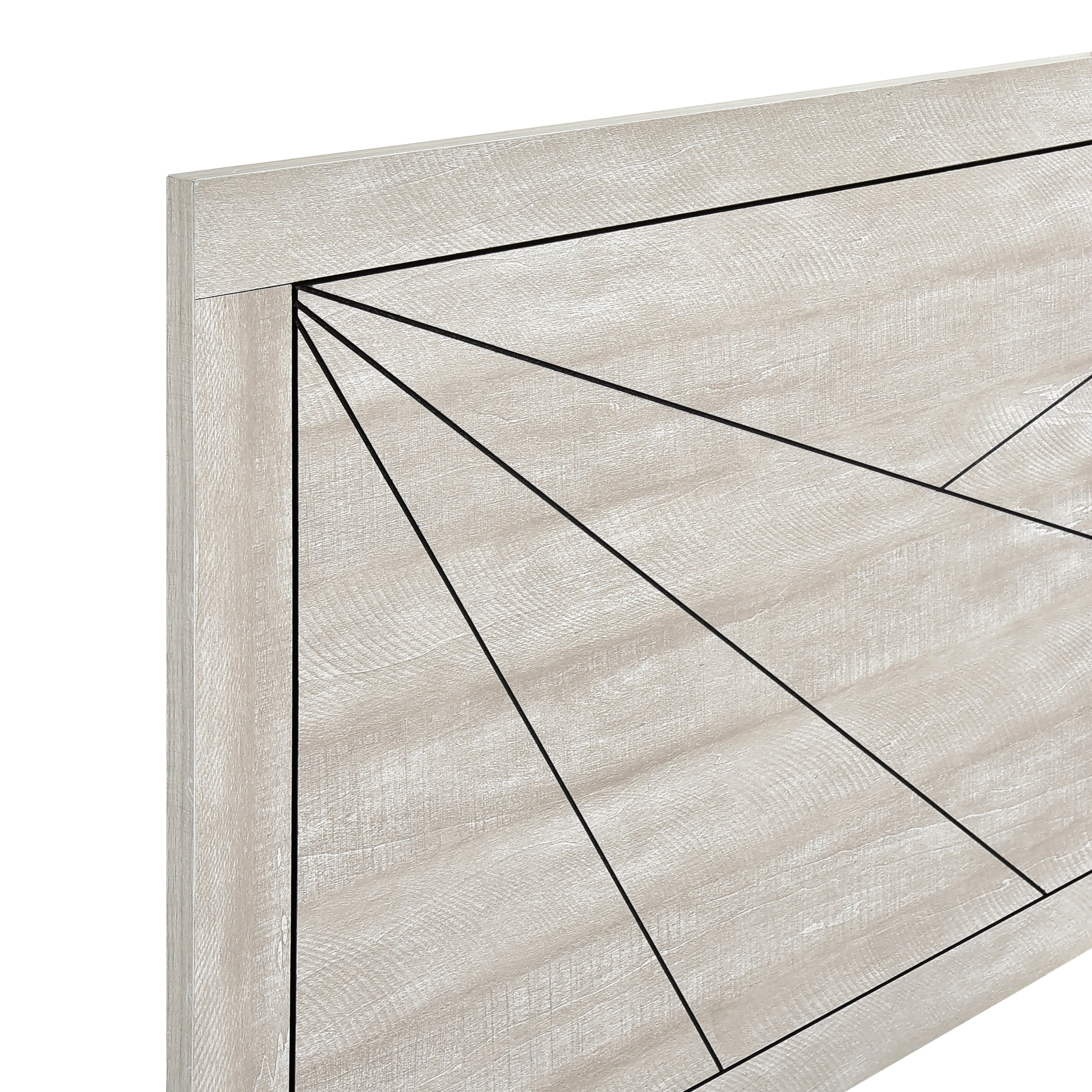 Contemporary Gray Oak Finish Full Bed Durable Wooden Bedroom Furniture 1pc Line Pattern Headboard