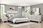 Contemporary Gray Oak Finish Full Bed Durable Wooden Bedroom Furniture 1pc Line Pattern Headboard