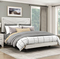 Contemporary Gray Oak Finish King Bed Durable Wooden Bedroom Furniture 1pc Line Pattern Headboard
