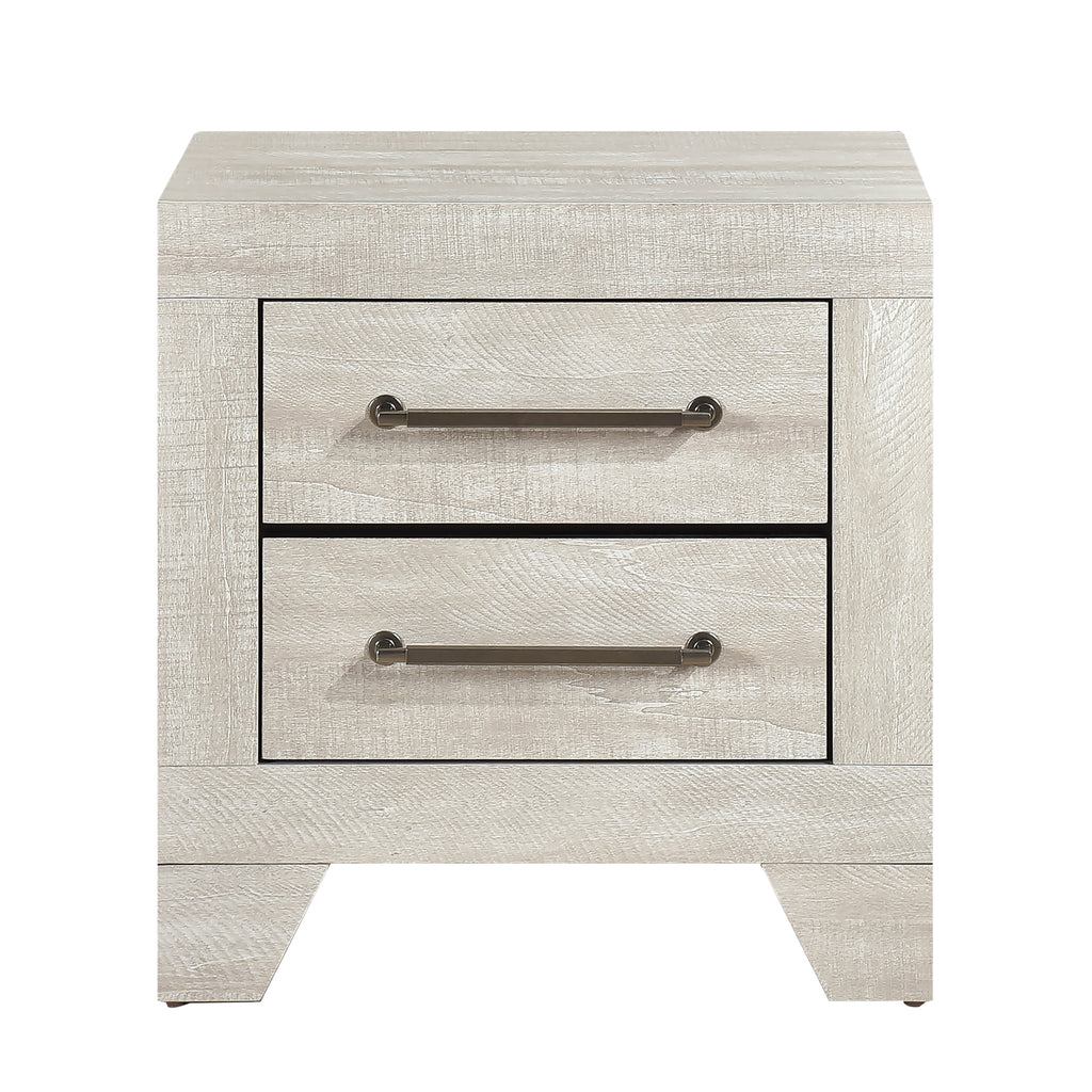 Contemporary Gray Oak Finish Nightstand with 2x Drawers Wooden Bedroom Furniture 1pc