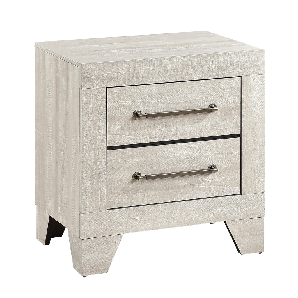 Contemporary Gray Oak Finish Nightstand with 2x Drawers Wooden Bedroom Furniture 1pc