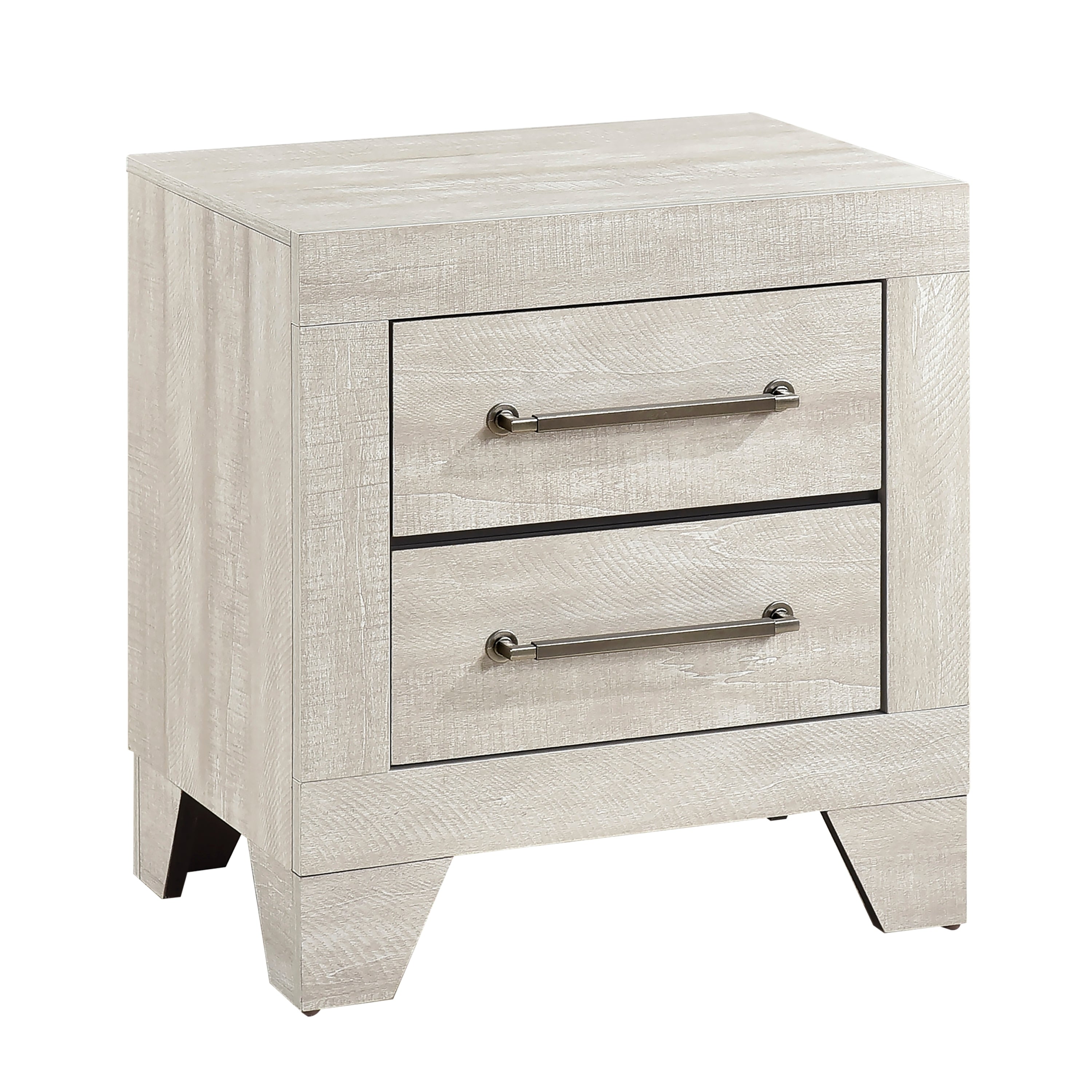 Contemporary Gray Oak Finish Nightstand with 2x Drawers Wooden Bedroom Furniture 1pc