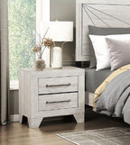 Contemporary Gray Oak Finish Nightstand with 2x Drawers Wooden Bedroom Furniture 1pc