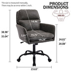 Artificial leather, PU leather, black base, adjustable in height, suitable for office, bedroom, dressing table and other environments. An office chair.Gray Office Chair