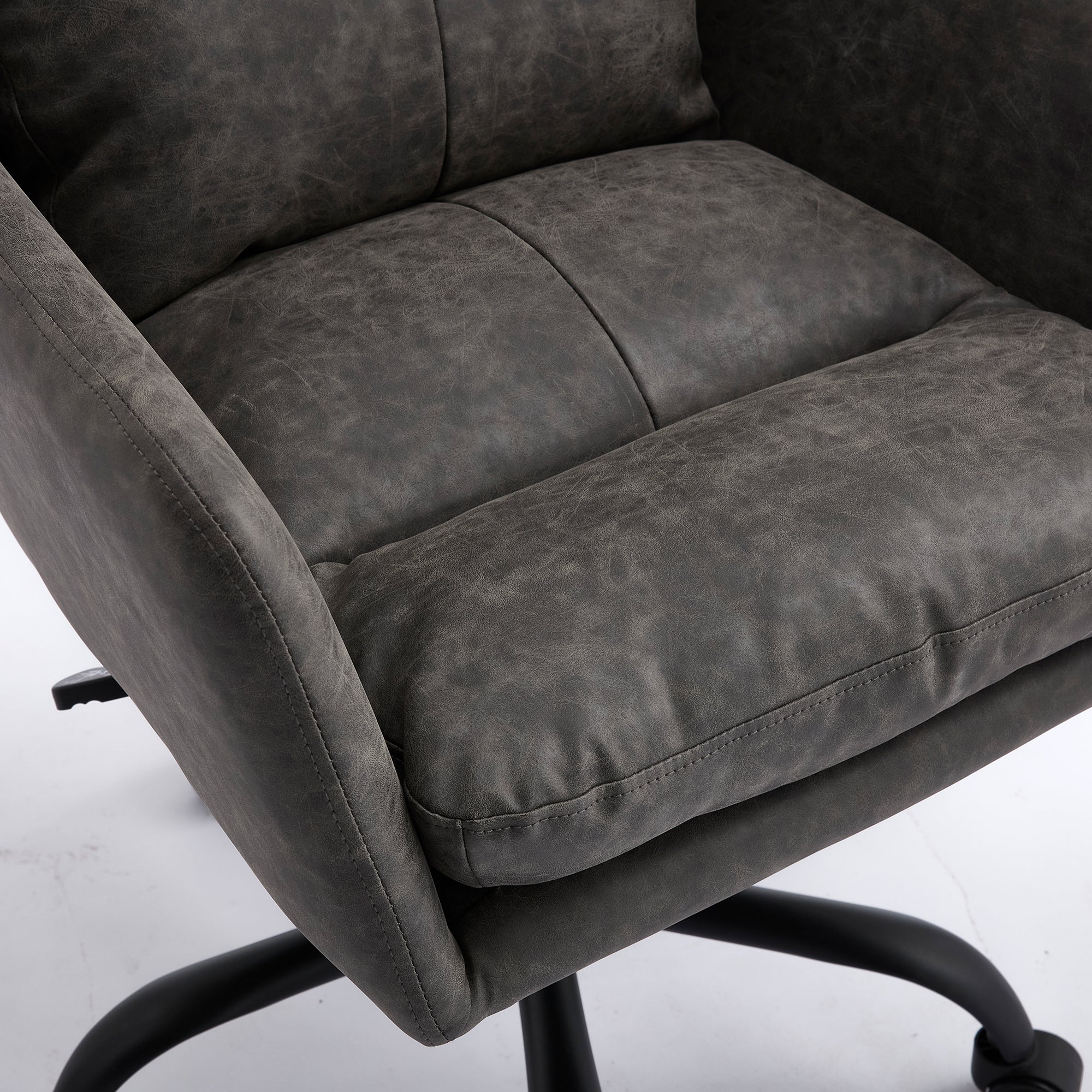Artificial leather, PU leather, black base, adjustable in height, suitable for office, bedroom, dressing table and other environments. An office chair.Gray Office Chair