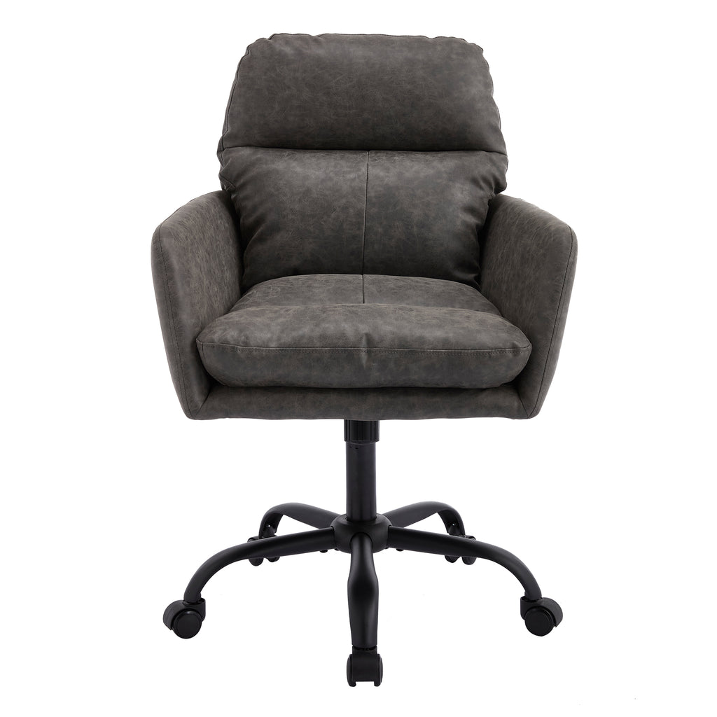 Artificial leather, PU leather, black base, adjustable in height, suitable for office, bedroom, dressing table and other environments. An office chair.Gray Office Chair