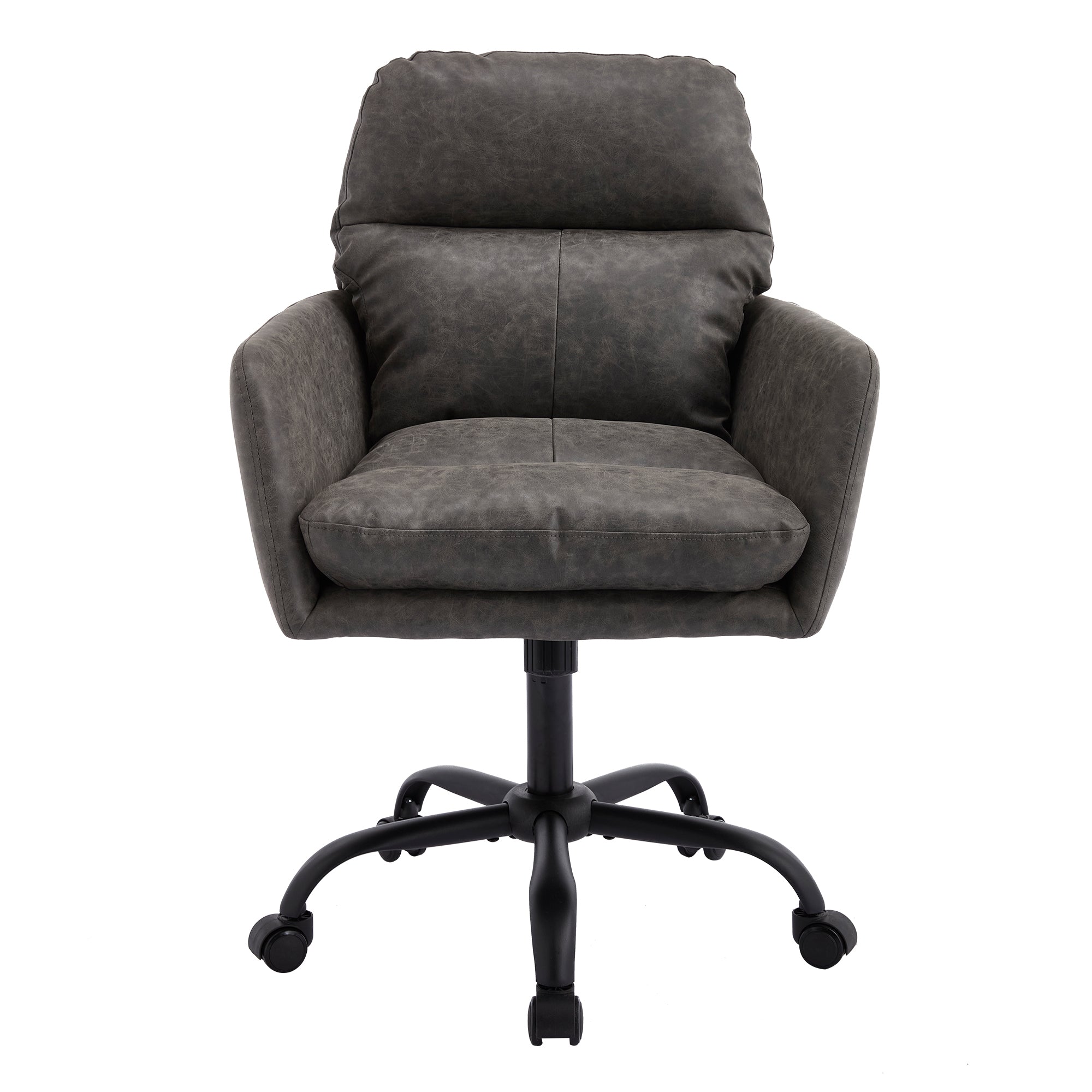 Artificial leather, PU leather, black base, adjustable in height, suitable for office, bedroom, dressing table and other environments. An office chair.Gray Office Chair