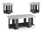 Gray 3-Piece Cocktail Set Wooden Table Top Coffee Table and Two Matching End Tables Living Room Wooden Furniture