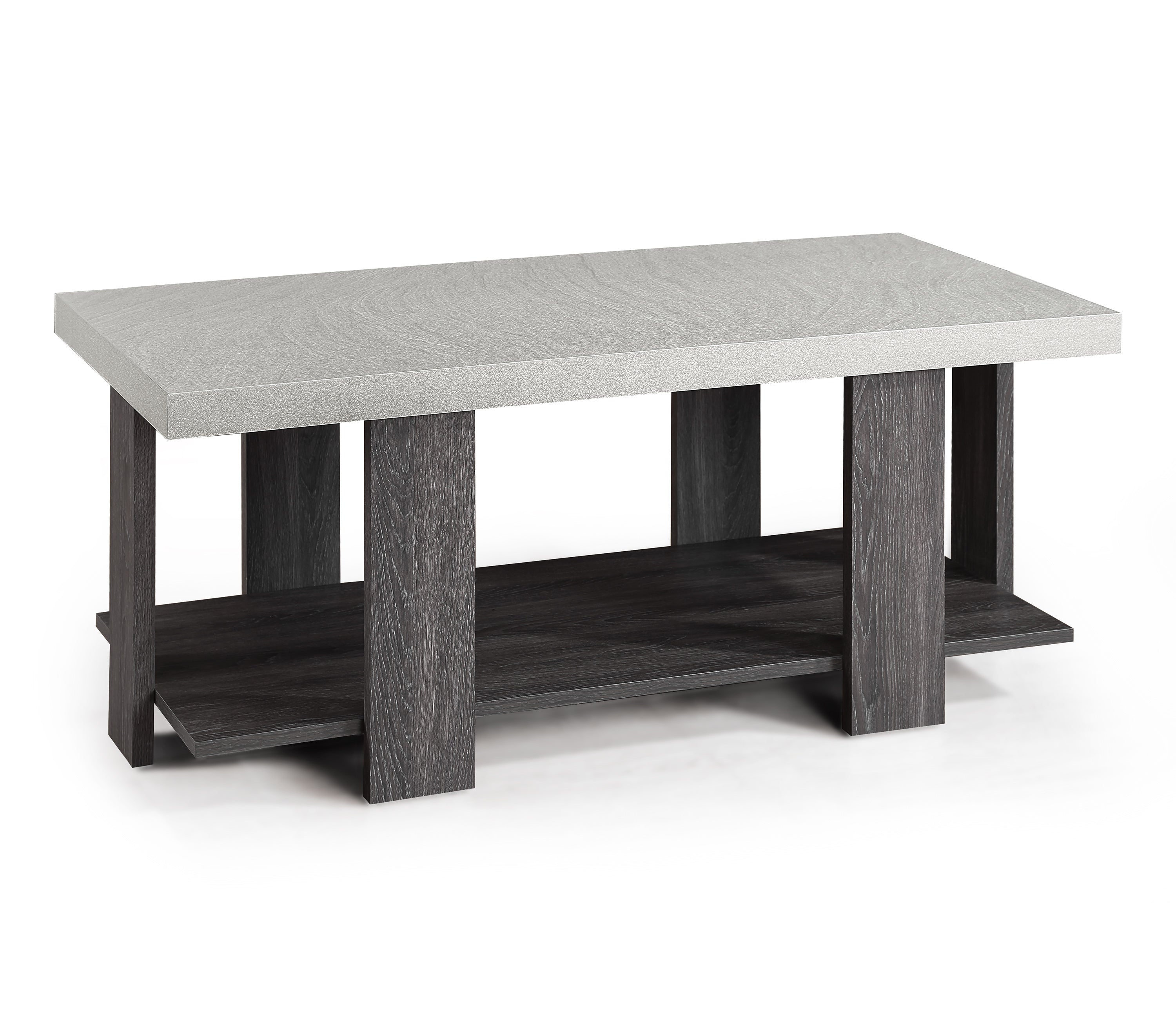 Gray 3-Piece Cocktail Set Wooden Table Top Coffee Table and Two Matching End Tables Living Room Wooden Furniture