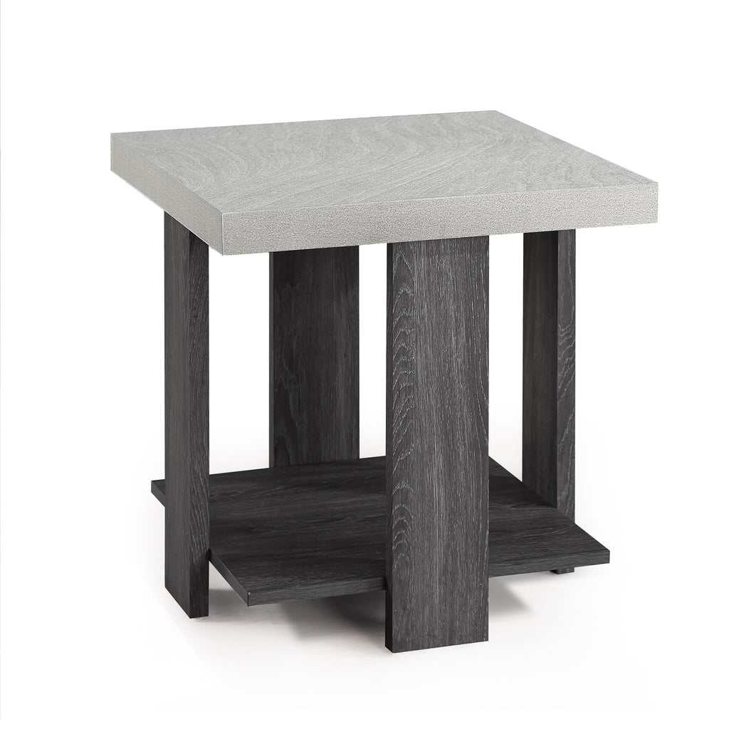Gray 3-Piece Cocktail Set Wooden Table Top Coffee Table and Two Matching End Tables Living Room Wooden Furniture