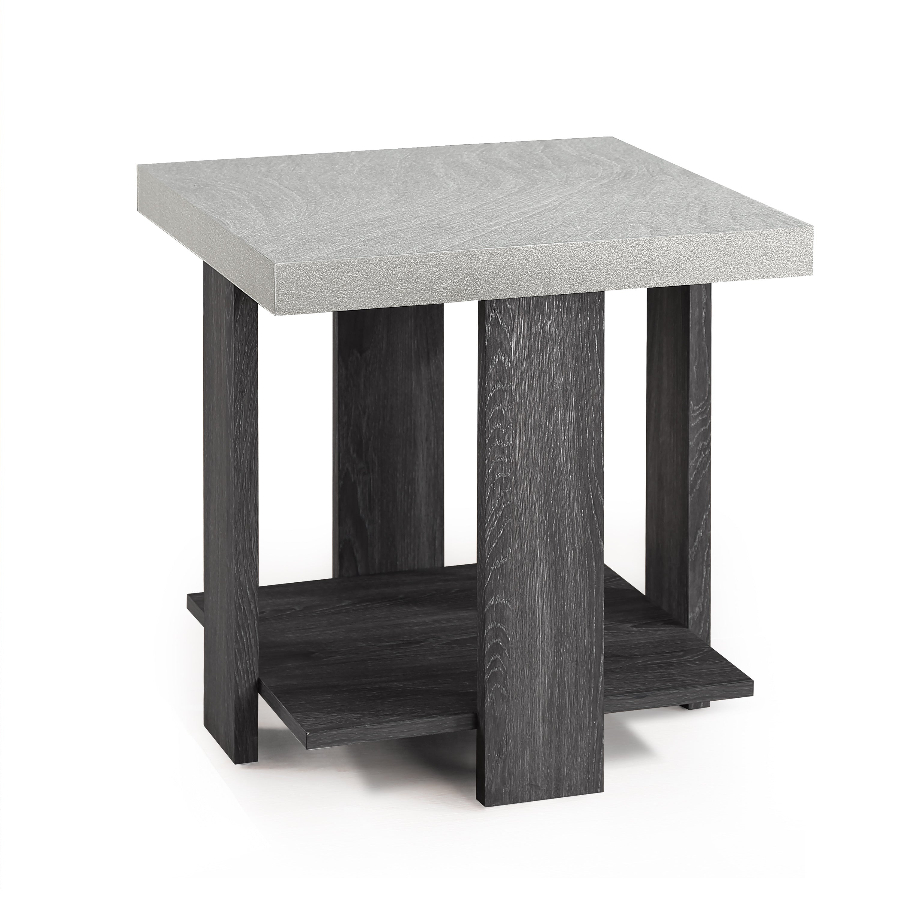 Gray 3-Piece Cocktail Set Wooden Table Top Coffee Table and Two Matching End Tables Living Room Wooden Furniture