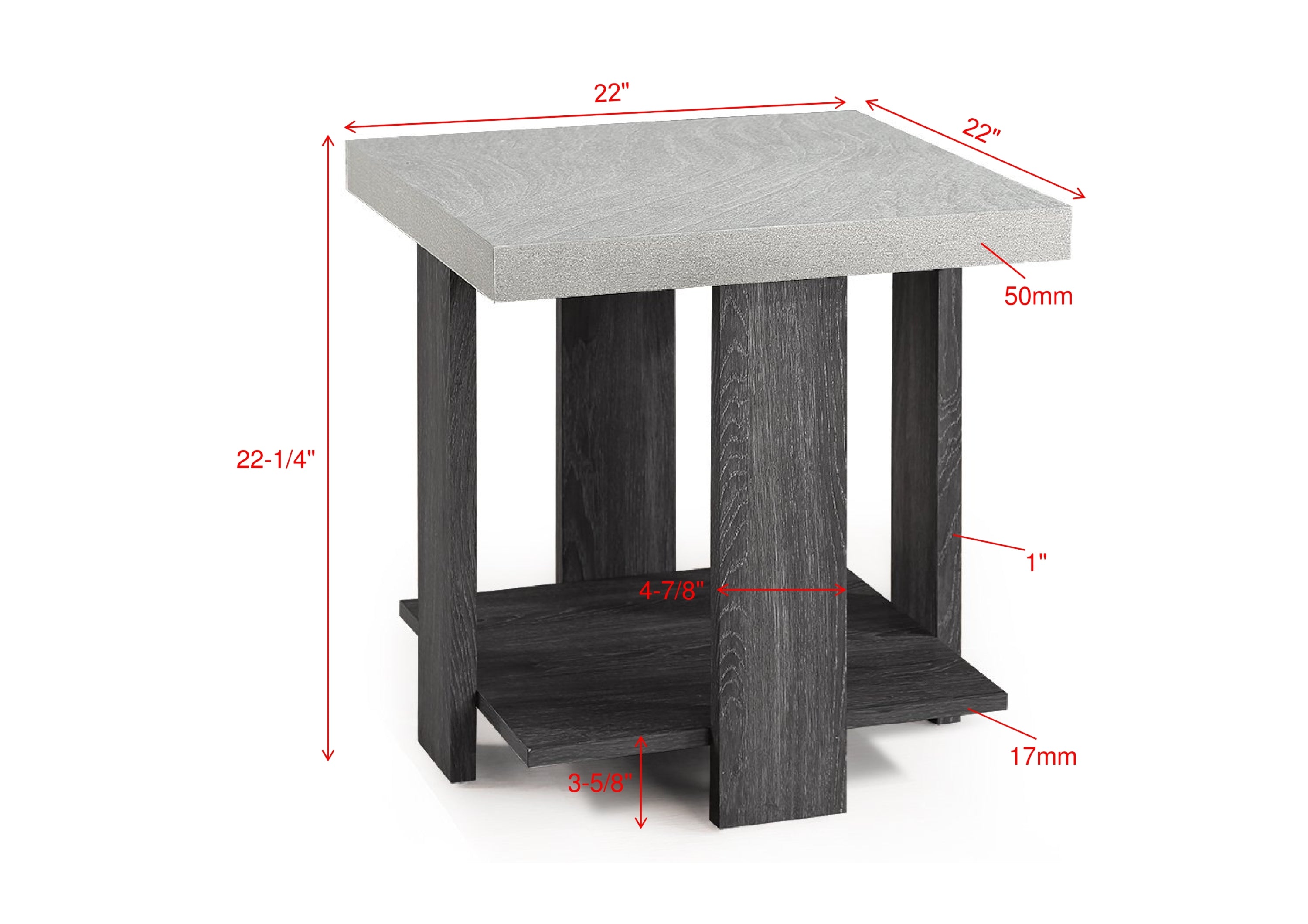Gray 3-Piece Cocktail Set Wooden Table Top Coffee Table and Two Matching End Tables Living Room Wooden Furniture
