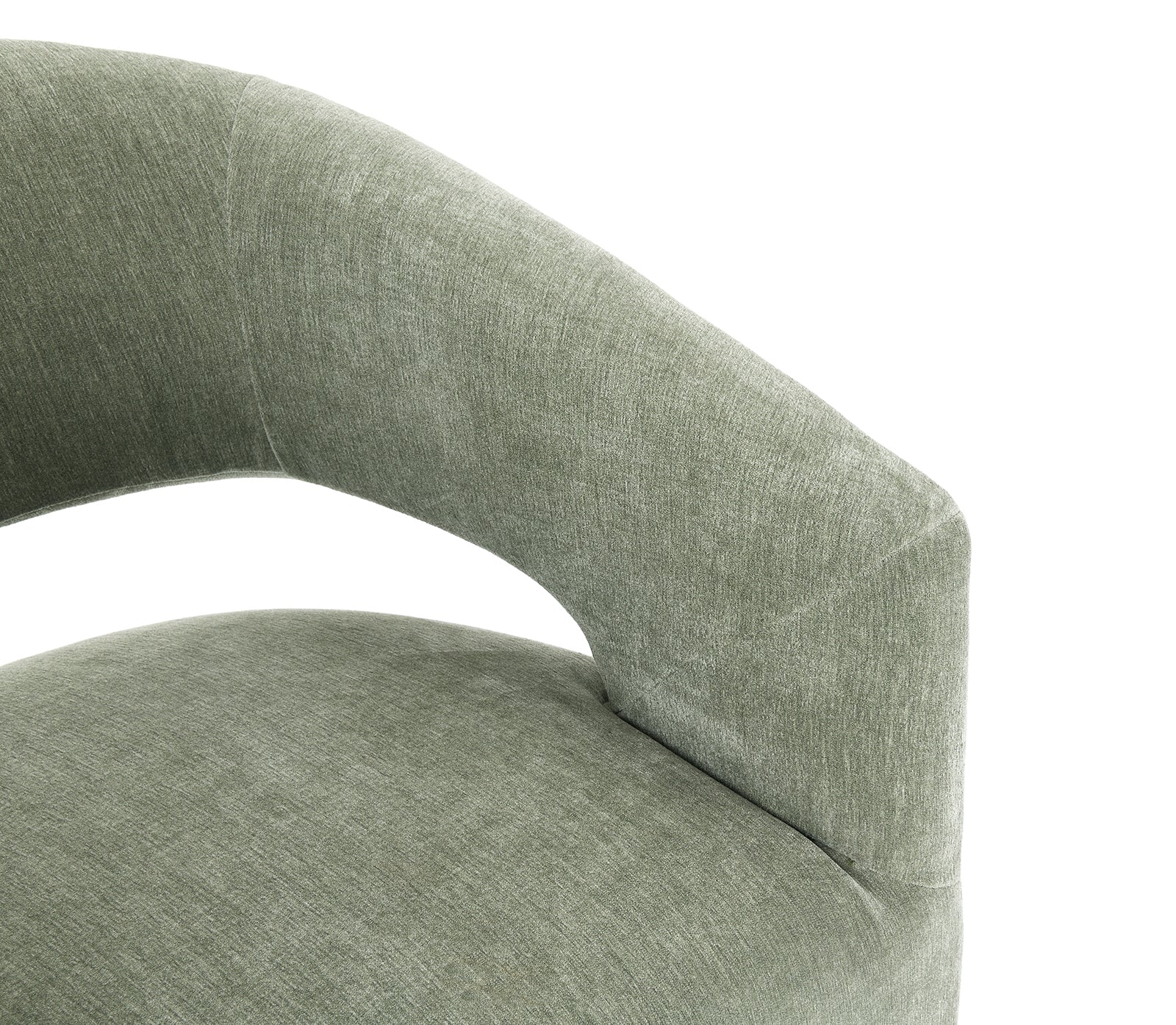 Contemporary Style 1pc Arm Chair With Caster Barrel Back Design Neutral Textured Fabric Green Finish Primary Living Room Accent Chair