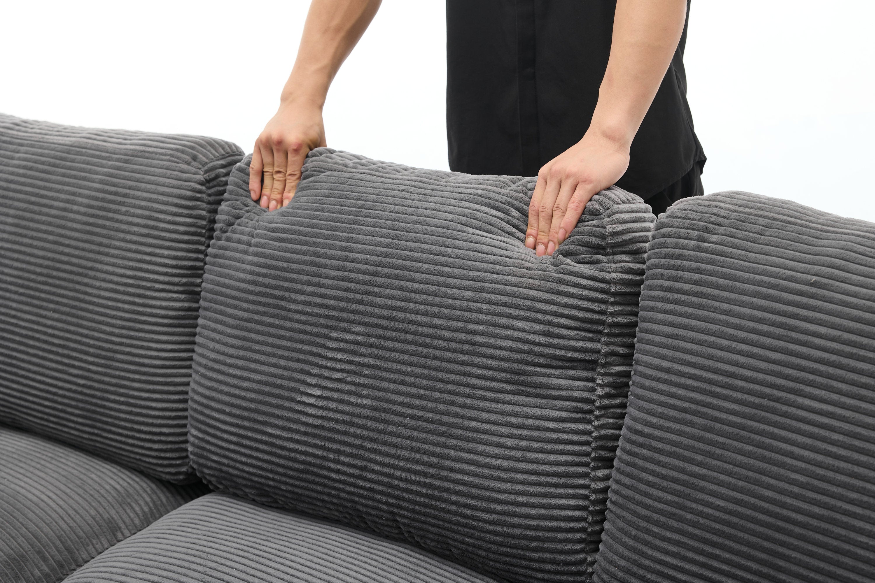 99*69' Modular Sectional Living Room Sofa Set, Modern Minimalist Style Couch, Upholstered Sleeper Sofa for Living Room, Bedroom, 2 PC Free Combination, Installation-free Sofa, L-Shape, Grey