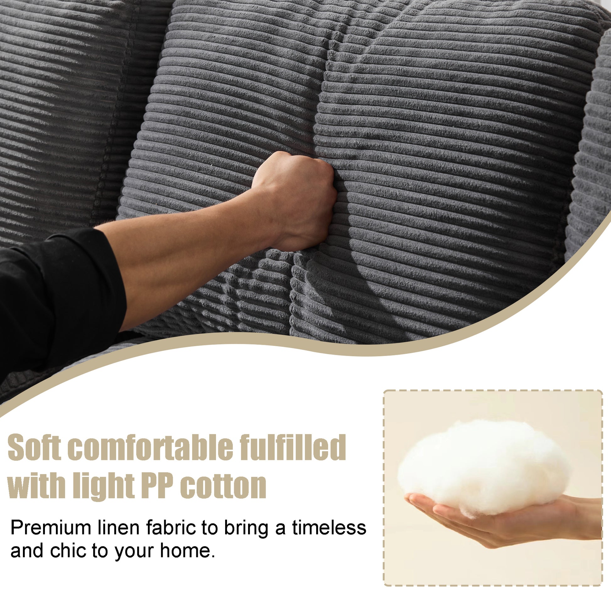 99*69' Modular Sectional Living Room Sofa Set, Modern Minimalist Style Couch, Upholstered Sleeper Sofa for Living Room, Bedroom, 2 PC Free Combination, Installation-free Sofa, L-Shape, Grey