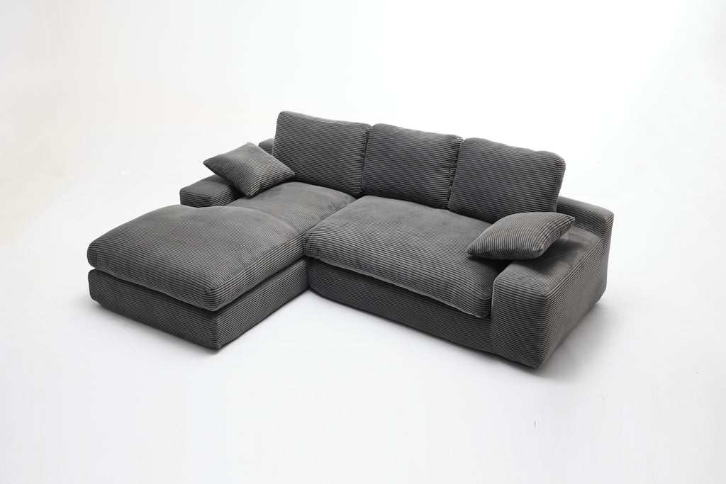 99*69' Modular Sectional Living Room Sofa Set, Modern Minimalist Style Couch, Upholstered Sleeper Sofa for Living Room, Bedroom, 2 PC Free Combination, Installation-free Sofa, L-Shape, Grey