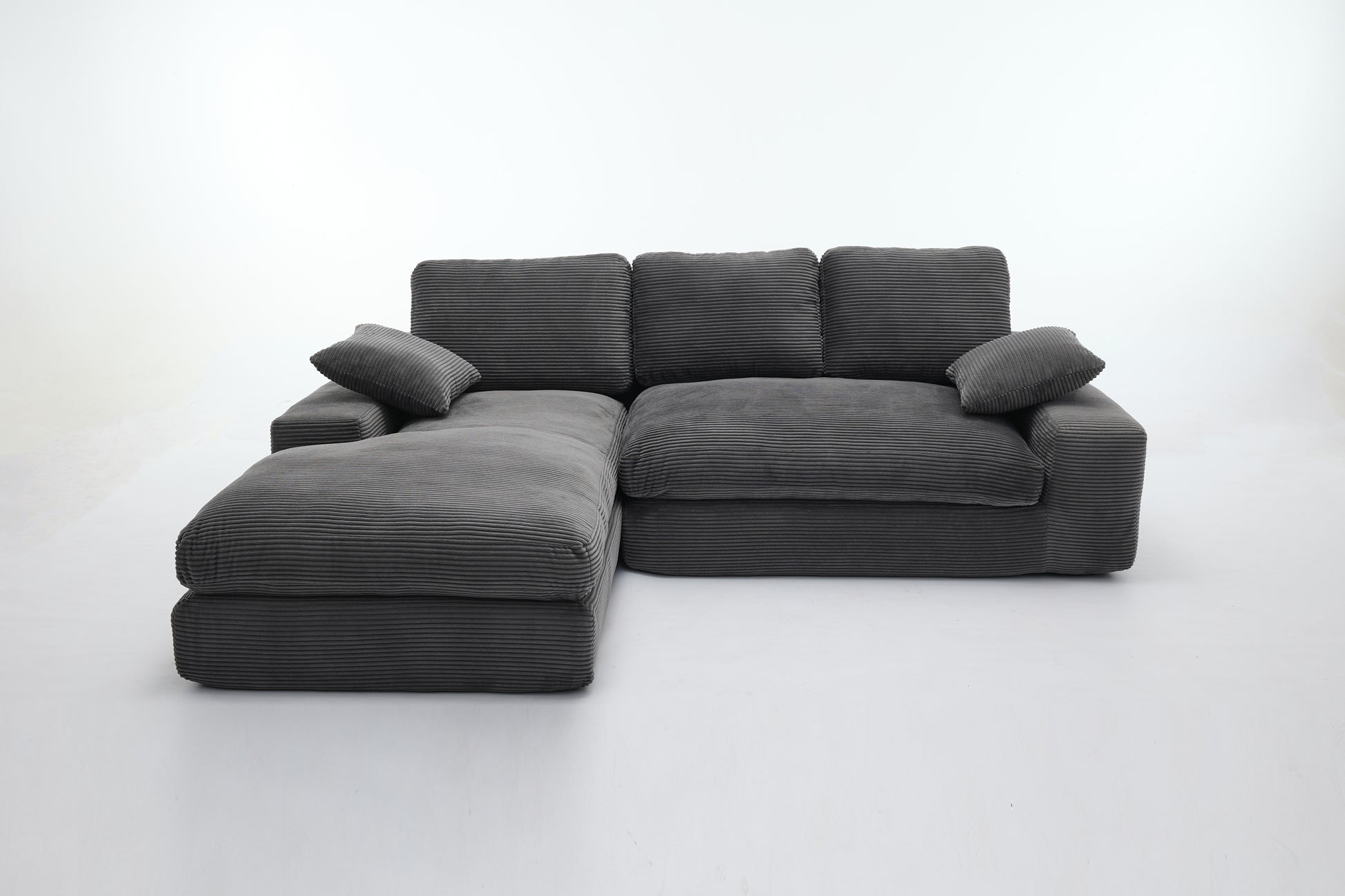 99*69' Modular Sectional Living Room Sofa Set, Modern Minimalist Style Couch, Upholstered Sleeper Sofa for Living Room, Bedroom, 2 PC Free Combination, Installation-free Sofa, L-Shape, Grey