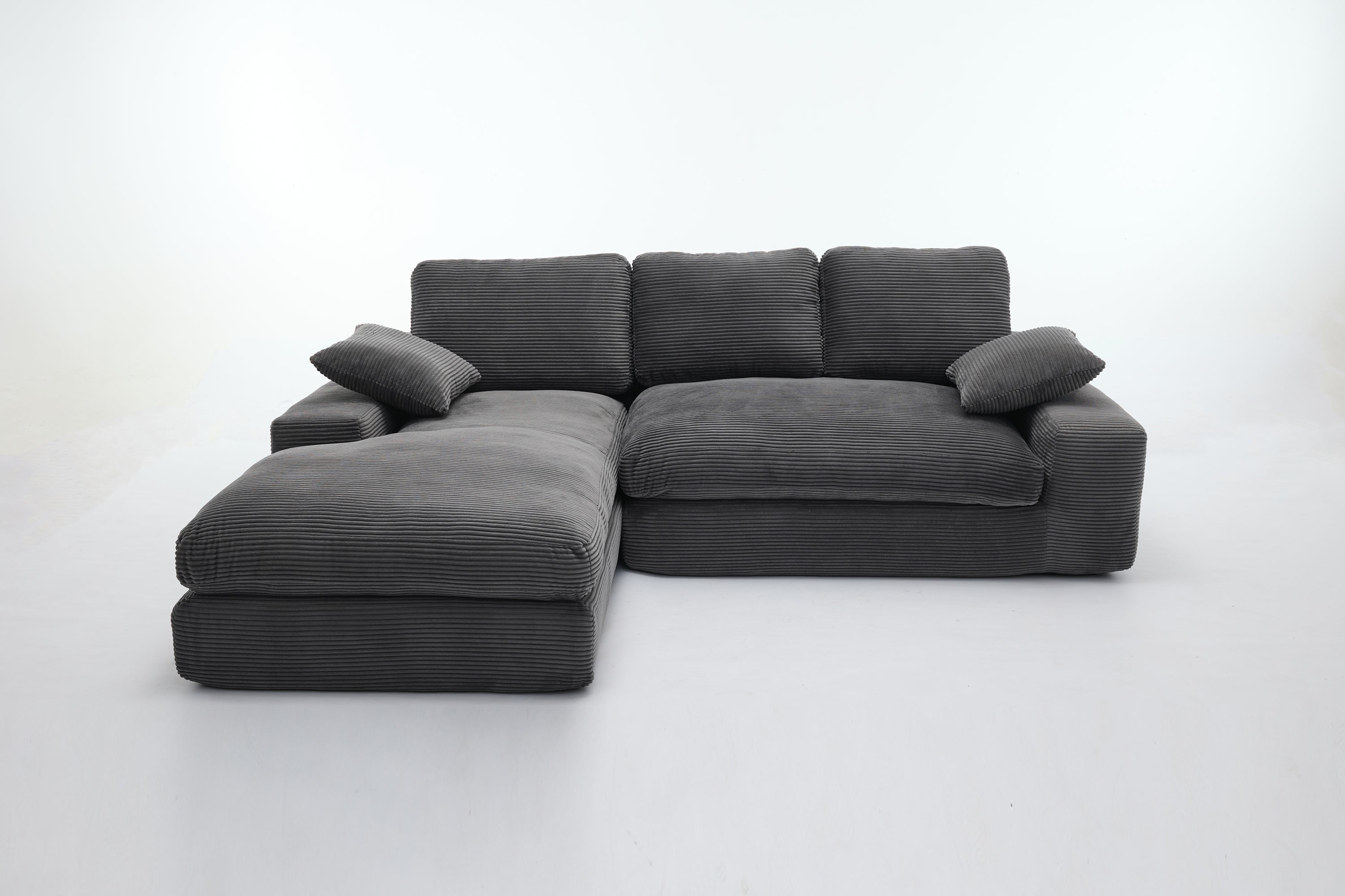 99*69' Modular Sectional Living Room Sofa Set, Modern Minimalist Style Couch, Upholstered Sleeper Sofa for Living Room, Bedroom, 2 PC Free Combination, Installation-free Sofa, L-Shape, Grey