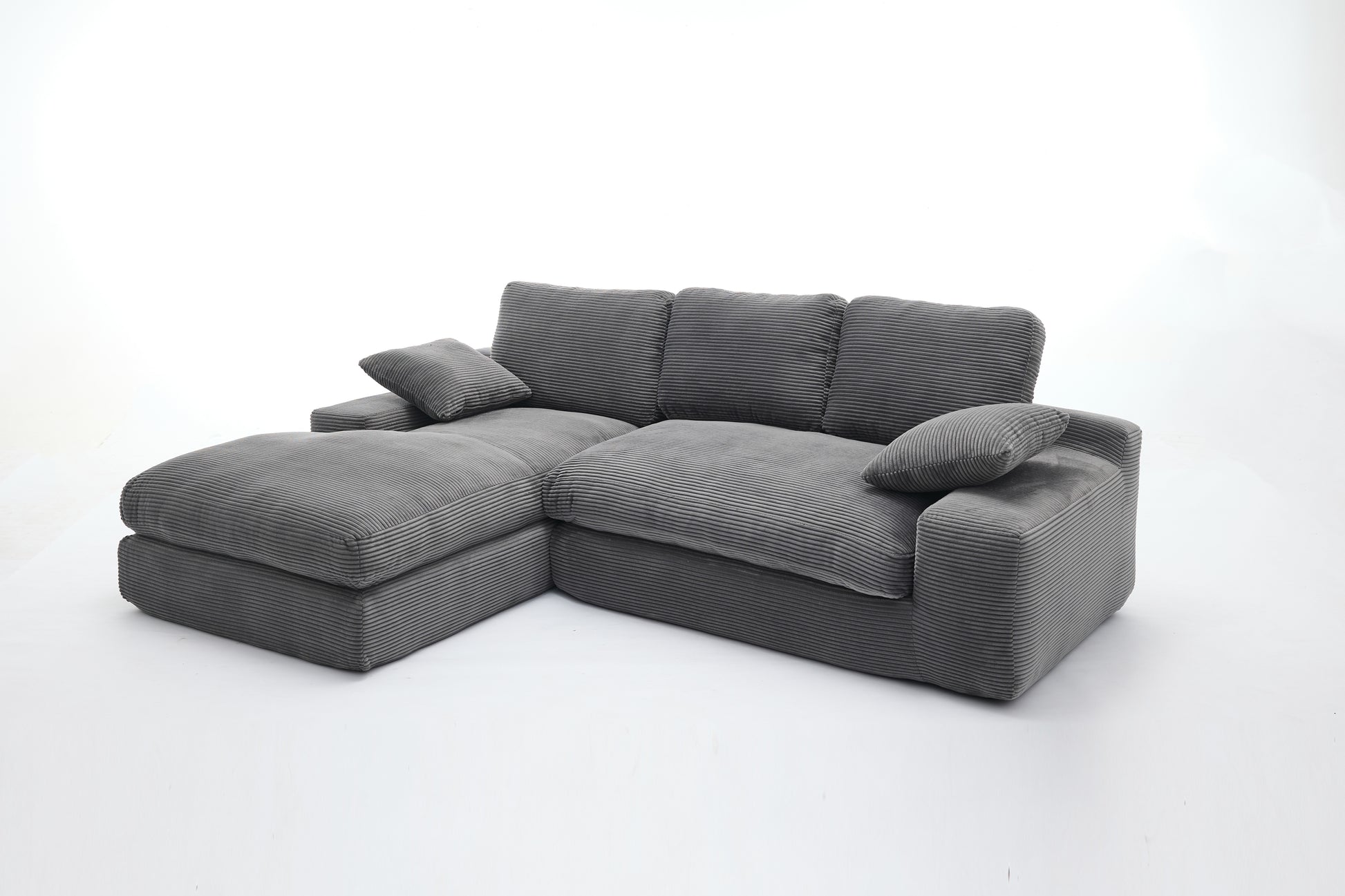 99*69' Modular Sectional Living Room Sofa Set, Modern Minimalist Style Couch, Upholstered Sleeper Sofa for Living Room, Bedroom, 2 PC Free Combination, Installation-free Sofa, L-Shape, Grey