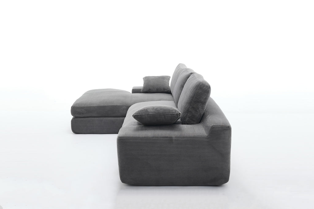 99*69' Modular Sectional Living Room Sofa Set, Modern Minimalist Style Couch, Upholstered Sleeper Sofa for Living Room, Bedroom, 2 PC Free Combination, Installation-free Sofa, L-Shape, Grey