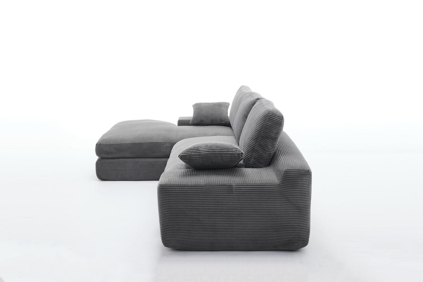 99*69' Modular Sectional Living Room Sofa Set, Modern Minimalist Style Couch, Upholstered Sleeper Sofa for Living Room, Bedroom, 2 PC Free Combination, Installation-free Sofa, L-Shape, Grey