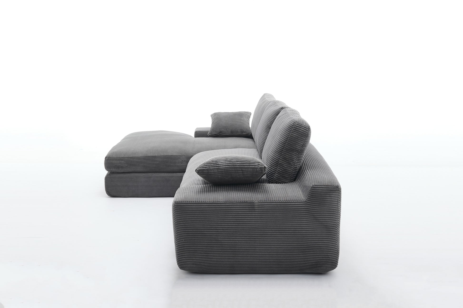 99*69' Modular Sectional Living Room Sofa Set, Modern Minimalist Style Couch, Upholstered Sleeper Sofa for Living Room, Bedroom, 2 PC Free Combination, Installation-free Sofa, L-Shape, Grey